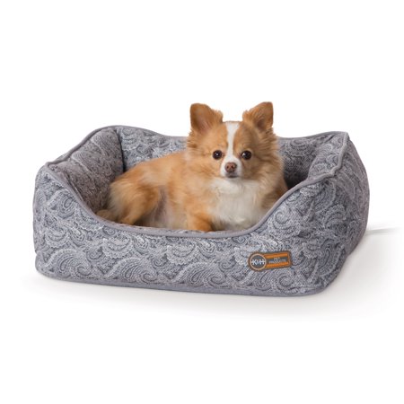 K&H Pet Products Thermo-Water Bolster Dog Bed Gray Paisley Small 17 X 20 Inches