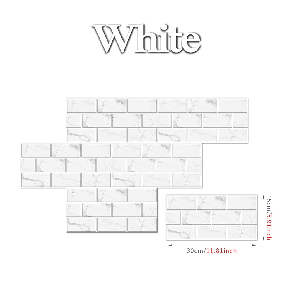 Peel and Stick Backsplash Tile Self-Adhesive 3D Tiles Stick on Backsplash for Kitchen Bathroom Home Decor Brick Marble Wall Sticker (Color: white)
