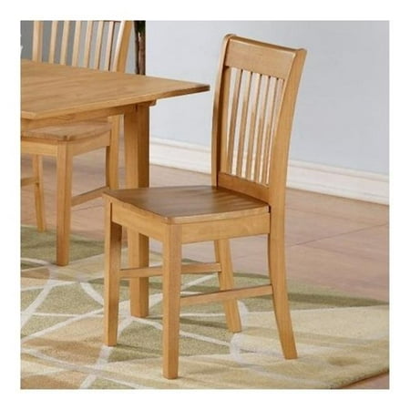 Oak Hall Seat - East West NFC-OAK-W Norfolk Chair with Wood Seat -Oak Finish., Oak - Pack of 2