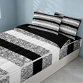 thumbnail image 2 of Homewish Black Gray Stripe Zipper Twin Comforter Sets with Fitted Sheet and 2 Pillowcases, Silver Glitter Sequin Print Zipper Bedding Set, 2 of 7