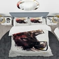 thumbnail image 2 of Designart "Helmeted Football Player IV" Modern Bedding Covert Set - Sport Football Red Sports Bed Set With 2 Shams, 2 of 6