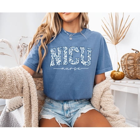 Nicu Nurse Blue Toile Neonatal Intensive Care Unit Newborn Icu T-Shirt