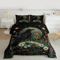 thumbnail image 3 of Manfei Hippie Black Crow Bedding Comforter Set for Kids, Rustic Groovy Floral Twin Comforter Sets, Tribal Bohemian Style Reversible Bedding Set, Super Cozy Room Decor, 2-Piece, 3 of 9
