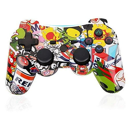 Ps3 Dualshock 3 PS3 Controller Wireless Gamepad 6 Axis Dualshock 3 Game Remote Control Joystick for Playstation 3 with Charging Cable (Cartoo ()
