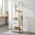 thumbnail image 5 of Demi Bonn Bookshelves and Organizer Open Display Storage Shelves with Storage Drawer, 5-Tier Narrow Bookcase Home Decor Furniture for Living Room, White, 5 of 8