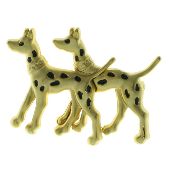 Mi Amore Two Dalmations Brooch-Pin Gold-Tone/Black