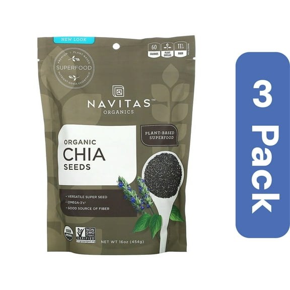 Navitas Organics, Organic Chia Seeds, 16 oz Pack of 3