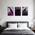 thumbnail image 4 of ZHONGYUTONG Gothic Canvas Wall Art Set of 3 Crow and Rose Art Prints Dark Goth Pictures Halloween Black Crow Painting for Bedroom Bathroom Home Decor Framed (24.00" x 36.00" x 3PCS), 4 of 5