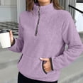 thumbnail image 4 of Womens Quarter Zip Pullover Sherpa Fleece Sweatshirt Oversized Zip Up Half Zip Seater Cozy Fuzzy Outerwear Pocket, 4 of 6