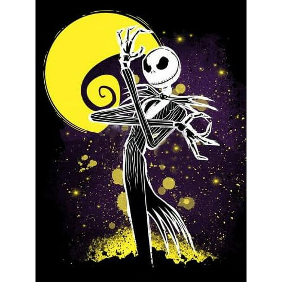 Kit de Peinture Diamant Nightmare Gem - Art 5D Jack & Sally avec Points Ronds pour Adultes & Enfants. Perçage Complet, Décoration Murale Maison Cadeau. (12x16 Pouces)