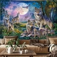 thumbnail image 1 of Tapiz para colgar en la pared Moonlight Nature Wolf Family, 150 x 130 cm, 1 of 1