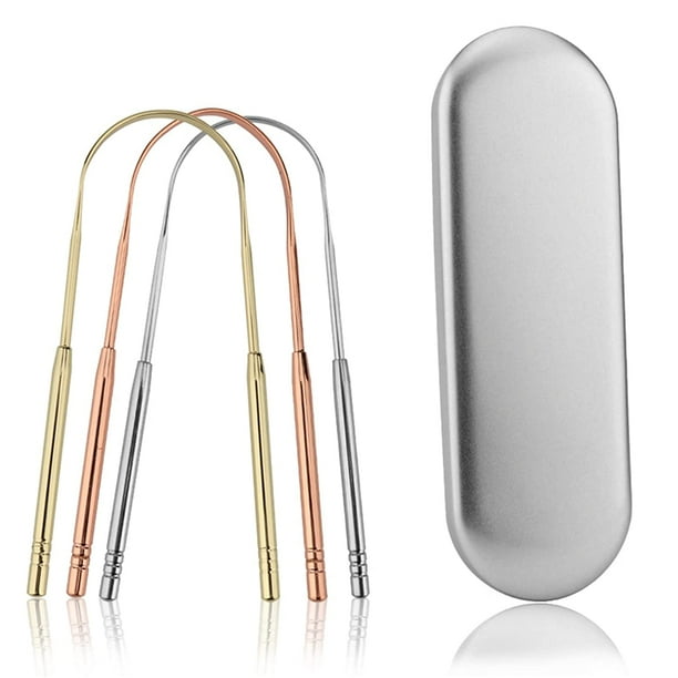 Tongue scraper with box 3 pieces 3 colors Ushaped stainless steel tongue scraper adults and
