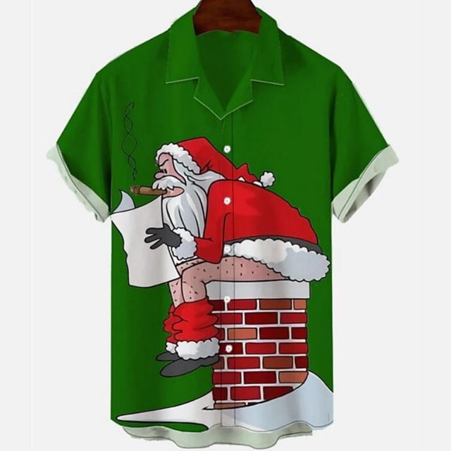 Camisa hawaiana de manga corta para hombre y mujer, ropa de Navidad, Tops con gráfico 3d de Papá Noel, Hip Hop, gran tamaño, verano, novedad