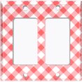 thumbnail image 2 of Metal Light Switch Wall Plate Outlet Cover (Pastel Red Gingham Picnic Wallpaper - Double Rocker), 2 of 2