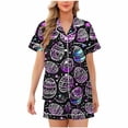 thumbnail image 2 of Censtreet Pajamas Set for Women Short Sleeve Sleepwear Button Down Pjs Lounge Sets Soft Nightwear, 2 of 5