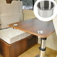 thumbnail image 1 of Portavasos de acero inoxidable para autocaravana con mesa plegable y cenicero | Portavasos seguro para remolque, autocaravana o coche | Portavasos metálico compacto, 1 of 6