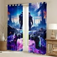 thumbnail image 2 of Manfei Console Gamer Gaming Black Out Curtains,Galaxy Planet Curtains Pack of 2 (42x63 Each),Modern City Bedroom Curtains For Boys Teens,Luxury Bedroom Decor, 2 of 6