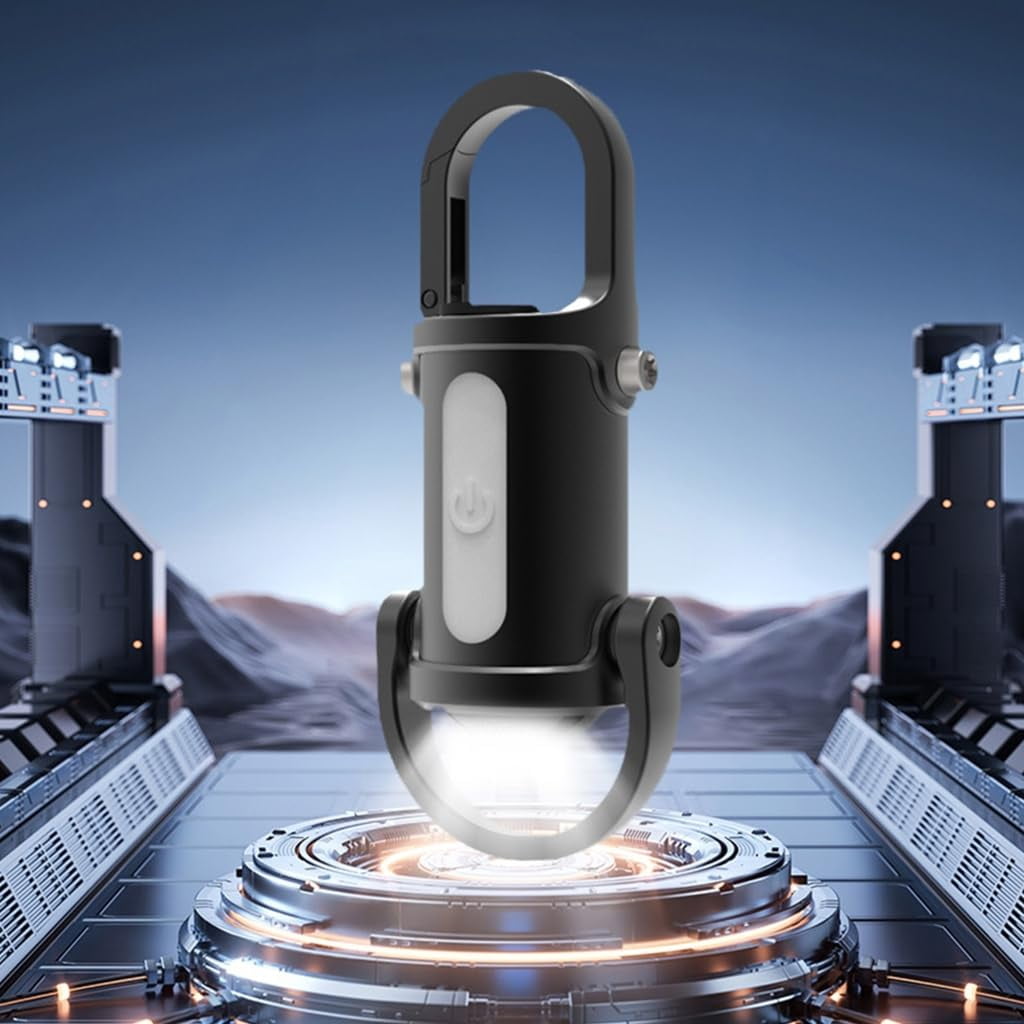 3-in-1 Keychain Flashlight Rechargeable 500/1200 Lumens EDC Tool with Red/Blue Strobe Emergency Phone Charger IPX7 Waterproof Portable Light for Outdoor Camping Hiking and Survival Gear