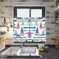 thumbnail image 4 of Yayeee Kitchen Curtains Tier Pair Light Filtering 27"x36" Rod Pocket Short Cafe Window Panel, Colorful Sailboats, 4 of 7