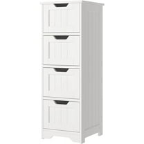 Homfa Modern Bathroom Floor Cabinet with 4 Drawers, Free Standing Medicine Cabinet Storage Organizer Unit for Living Room Bedroom, White