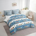 thumbnail image 3 of Manfei Kid Cartoon Train Bedding Comforter Set 7-Piece, Boys Construction Truck King Bedding Sets, Tractor Machinery Reversible Bed Sheets, Breathable Home Decor, 3 of 7