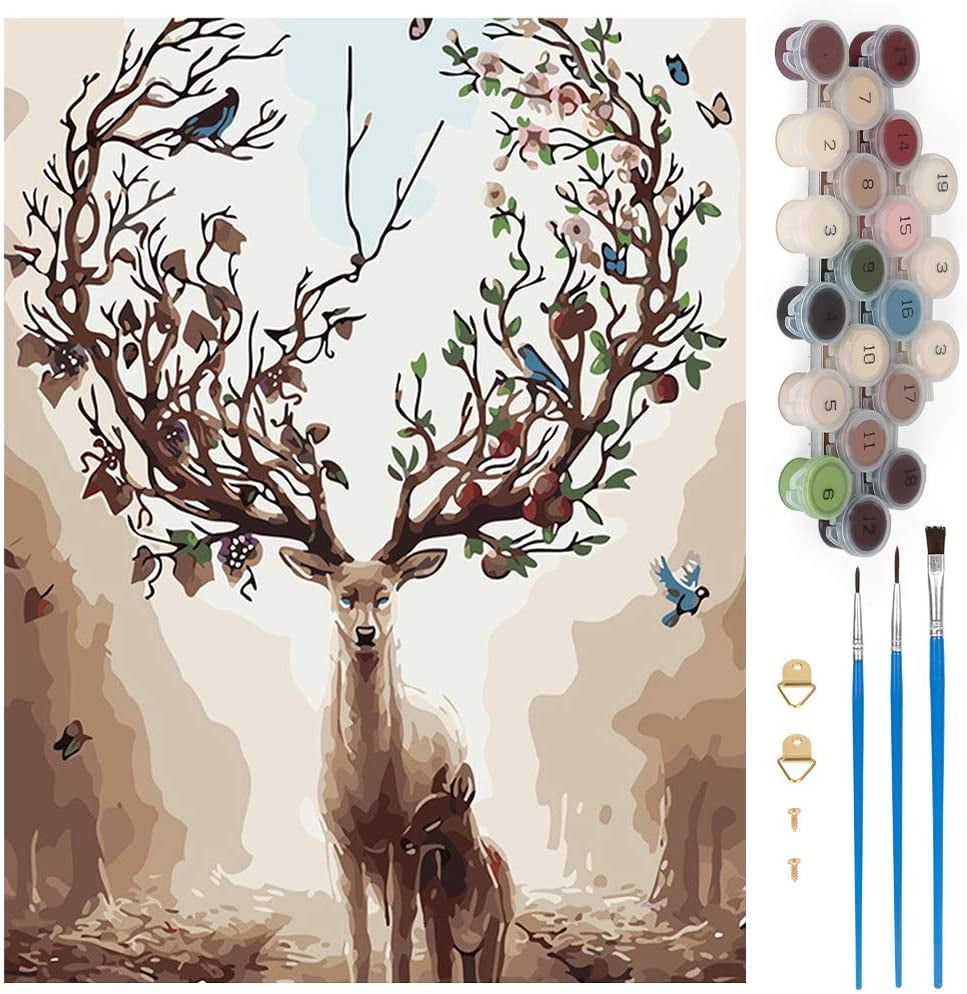 40*50cm Elk Deer Paint By Number Kit DIY Acrylic Oil Painting On Canvas Art Wall