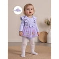 thumbnail image 4 of Spewahor Infant Baby Girl Fall Romper Dress 0 3 6 9 12 18 Months Crew Neck Long Sleeve Floral Print Lace Tutu Dresses Bodysuit with Headband, 4 of 9