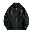 thumbnail image 1 of RXIRUCGD Men's Stitching Drawstring Hooded Slim Fashion Jacket Coat Outwear, Black, Size: 4XL, 1 of 6