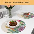 thumbnail image 5 of Cactus Tropical Watercolor Round 13 Inch Placemats Set of 2, Linen Texture Summer HeatResistant Non Slip Place Mats for Dining Table, Wipeable Braided Kitchen Table Mats for Housewarming, 5 of 9