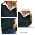 thumbnail image 5 of Black, Loose Fit, Split Hem, Pure Color, Size M V-Neck Sleeveless Knit Vest, 5 of 6