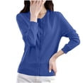 thumbnail image 4 of QIYAGBSA Cardigan Sweater for Women Round Neck Button Front Long Sleeve Stretch Knit Lightweight for Office and Daily Wear (Blue XL), 4 of 6