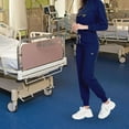 thumbnail image 4 of Conjuntos de uniforme médico para mujer, blusas y pantalones deportivos, ropa de trabajo de enfermería, uniforme de enfermería para Azul marino, 4 of 6