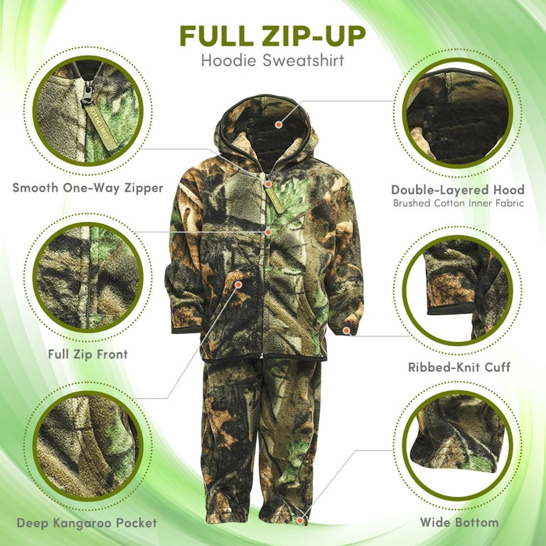 TrailCrest Toddler Camo Full Zip Hoodie Sweatshirt Fleece Jacket Pant 4T Camo