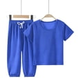 thumbnail image 2 of NAISIBABY Boys Girls Outfit Sets, Soft Short Sleeve T-Shirt and Pants 2-Piece Kids Comfort Casual Clothes Blue Size 1, 2 of 6