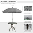 thumbnail image 4 of 6 Piece Patio Dining Set for 4 with Umbrella, Outdoor Table and Chairs Set with 4 Folding Chairs, Round Glass Table and 67" Dia Umbrella, for Garden, Backyard, Poolside, Gray, 4 of 9