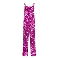 thumbnail image 4 of QATAINLAV Hot Pink Jumpsuits for Women Fashion Printed Rompers Casual Sleeveless Sling Overalls Loose Button Wide Leg Onesie Pants with Pockets, 4 of 6