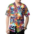 thumbnail image 5 of Skull Neon Tropical Aloha Hawaiian Shirt for Men, Vintage Skull Button Down Shirt, Horror Short Sleeve Shirt for Men, 5 of 7