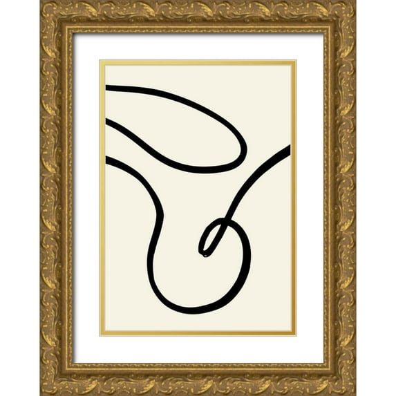 Uppsala Studio 14x18 Gold Ornate Wood Framed with Double Matting Museum Art Print Titled - Black Lines 02