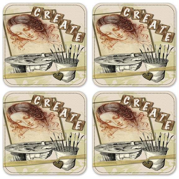 Vinyl Drink Coasters - Set of 4 - Create