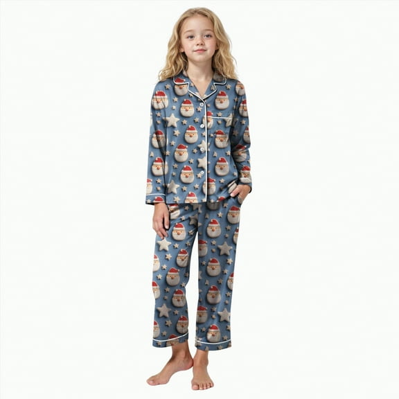 UAYOTSE Kids Pajamas Set Long Sleeve Button Down Sleepwear Girls Boys Set 2 Pcs Loungewear for 6 15 Years,Sizes 13-14 Years