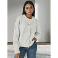 thumbnail image 4 of Womens Button Up Cardigan Sweaters Long Sleeve Crew Neck Fall Soft Knit Loose Sweater Tops Light Gray L, 4 of 8