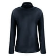 thumbnail image 4 of CQONEPT Womens Oversize Long Sleeve Tops Turtleneck Compression Shirts Skinny Comfy Lounge Lightweight Undershitrts Navy L, 4 of 5
