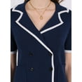 thumbnail image 4 of DARING DIVA Women's Short Sleeve Contrast Color Knit Sweater Cardigan XL Dark Blue, 4 of 6