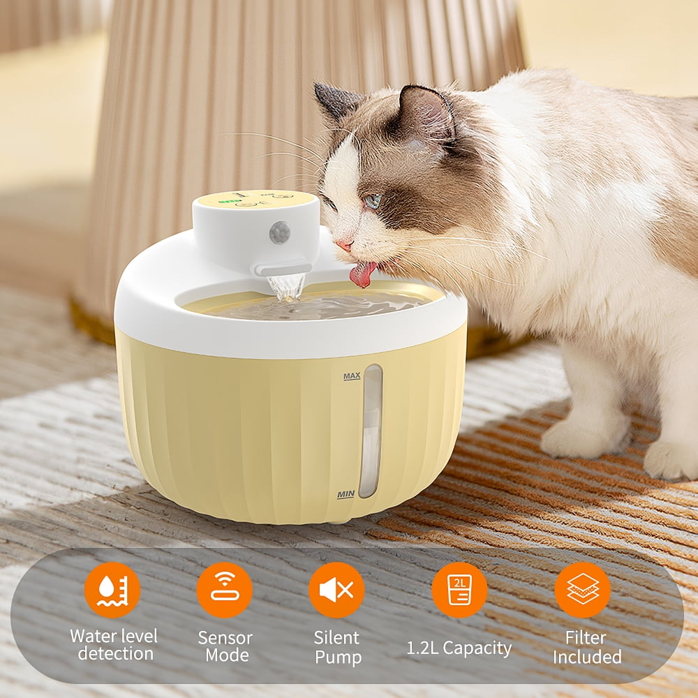 Charkool Automatic Cat Water Fountain 40.5oz/1.2 L with Motion Sensor, Easy-to-See Water Level, Pet Fountain