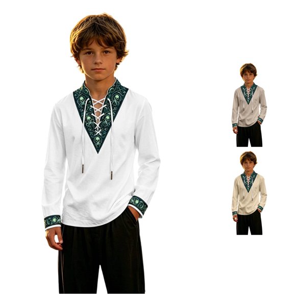 Zylarhe Boys Halloween Hoodies Kids Hoodie Print Cozy Long Sleeve Front Pocket Hooded White 11-12 Years