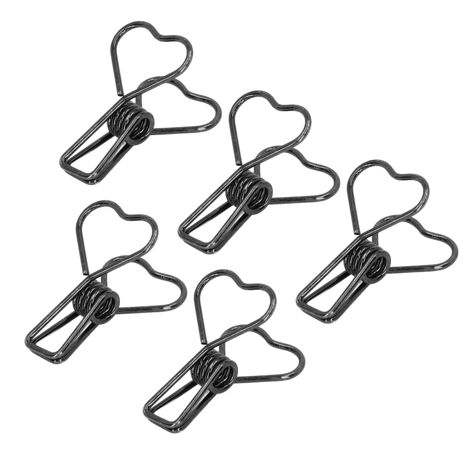 Yajisi 100Pcs Metal Heart Shape Hollow Binder Clips for Office Documents, Certificates, Tickets, Small Paper Clamps, Black