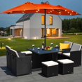 thumbnail image 1 of Costway 15Ft Patio Double-Sided Solar LED Market Umbrella Crank Base Orange, 1 of 9