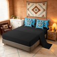 thumbnail image 4 of Manfei Southwest Tribal Twin Bedding, Geometric Aztec Bedding Comforter Set, Blue Black, Black Reversible 7-Piece, 4 of 6