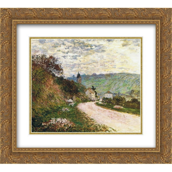Claude Monet 2x Matted 24x20 Gold Ornate Framed Art Print 'The Route a Vetheuil'