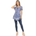 thumbnail image 5 of Sakkas Ash Speckled Tiedye Embroidered Cap Sleeve Blouse Top With Embroidery Hems - Royal Blue - One Size, 5 of 5